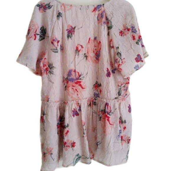 LUCKY Blush Boho Festival Plisse Rose Blouse EUC sz M - Picture 5 of 8